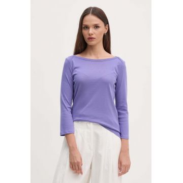 United Colors of Benetton longsleeve din bumbac culoarea violet