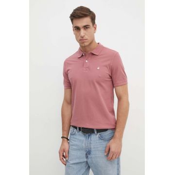 United Colors of Benetton polo de bumbac culoarea roz, neted