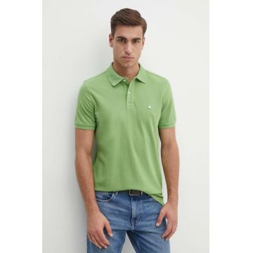 United Colors of Benetton polo de bumbac culoarea verde, neted