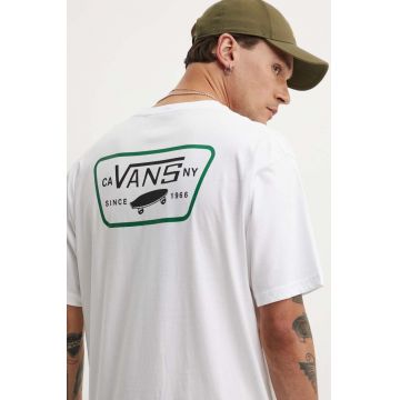 Vans tricou din bumbac barbati, culoarea alb, cu imprimeu, VN0000F8DBK1