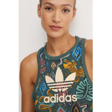 adidas Originals top X Farm Rio femei, culoarea verde, IW0798