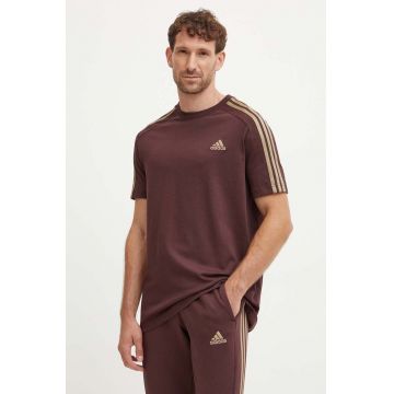 adidas tricou din bumbac Essentials barbati, culoarea maro, modelator, IX0158