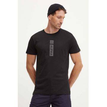 Alpha Industries tricou din bumbac barbati, culoarea negru, cu imprimeu, 146509