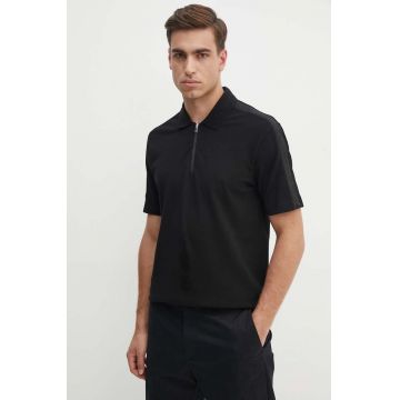 Armani Exchange polo de bumbac culoarea negru, cu imprimeu, 6DZFLC ZJM5Z