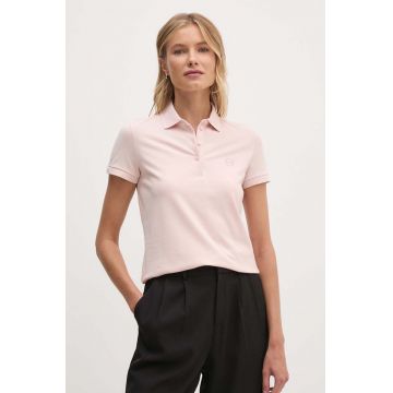 Armani Exchange polo de bumbac culoarea roz