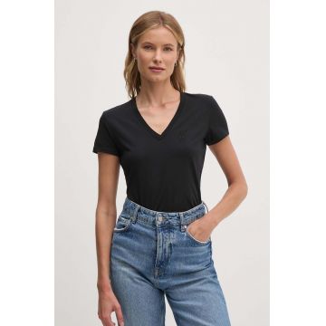 Armani Exchange tricou din bumbac femei, culoarea negru, 6DYT01 YJ8QZ