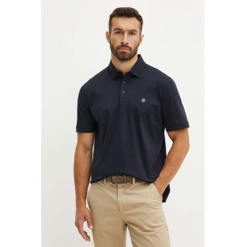 BOSS polo de bumbac culoarea albastru marin, neted, 50520297