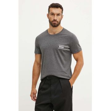 BOSS tricou din bumbac barbati, culoarea gri, cu imprimeu, 50517715