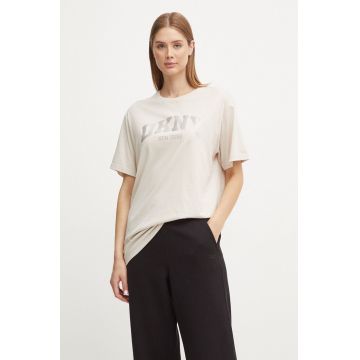 Dkny tricou din bumbac femei, culoarea bej, DP4T9812