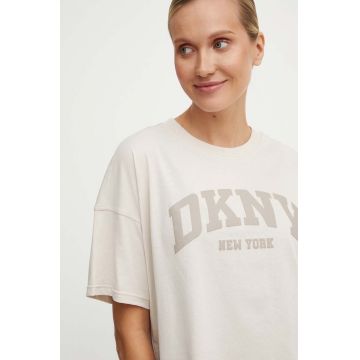 Dkny tricou din bumbac femei, culoarea bej, DP4T9945