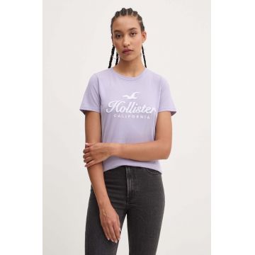 Hollister Co. tricou din bumbac femei, culoarea violet, KI357-3295