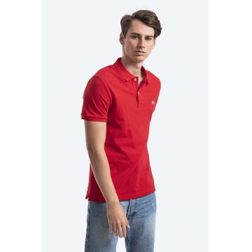 Lacoste polo de bumbac PH4012 240 culoarea roșu, uni PH4012.240-240