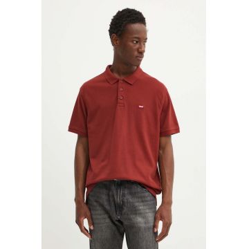 Levi's polo de bumbac culoarea rosu, neted, 001EX