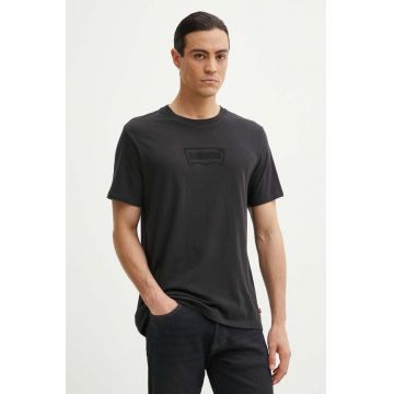 Levi's tricou din bumbac barbati, culoarea negru, cu imprimeu, 22491