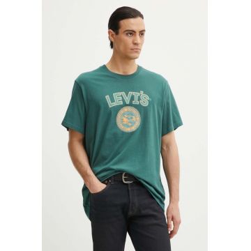 Levi's tricou din bumbac barbati, culoarea verde, cu imprimeu