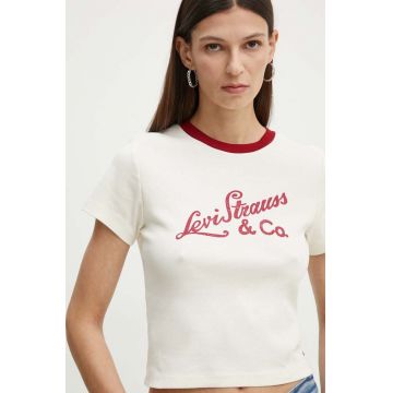 Levi's tricou din bumbac femei, culoarea bej, A8798