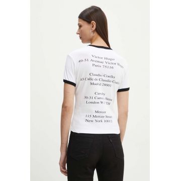 The Kooples tricou din bumbac femei, culoarea alb, FTSC29000K