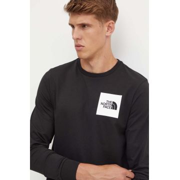 The North Face longsleeve L/S Fine Tee barbati, culoarea negru, cu imprimeu, NF0A8A6PJK31