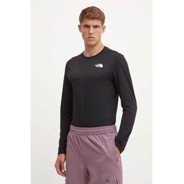 The North Face longsleeve sport 24/7 culoarea negru, neted, NF0A894AJK31