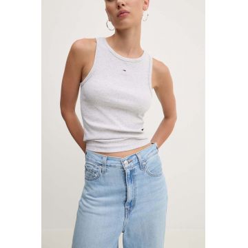 Tommy Jeans top femei, culoarea gri