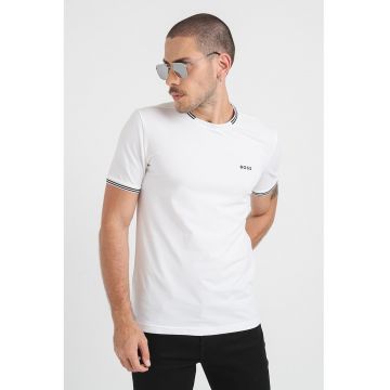 Tricou regular fit cu decolteu la baza gatului