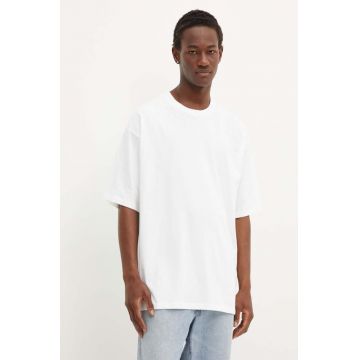 Vans tricou din bumbac barbati, culoarea alb, neted, VN000G51WHT1