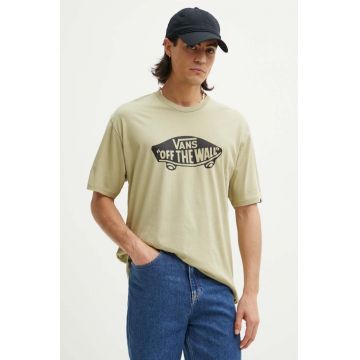 Vans tricou din bumbac barbati, culoarea verde, cu imprimeu, VN00004XD3Z1