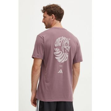 adidas Performance tricou de antrenament Yoga culoarea violet, cu imprimeu, IX9052