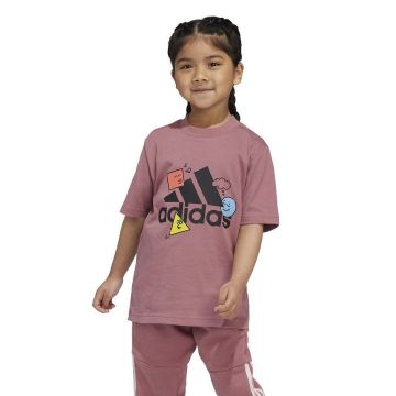 adidas tricou de bumbac pentru copii POS TABLE LK culoarea roz, cu imprimeu, IZ0444