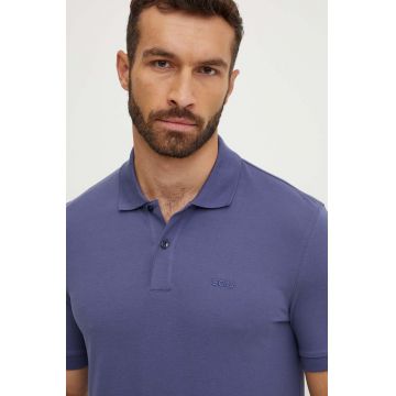 BOSS polo de bumbac culoarea bej, uni, 50468301