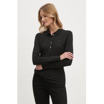 Lacoste longsleeve femei, culoarea negru, PF5464