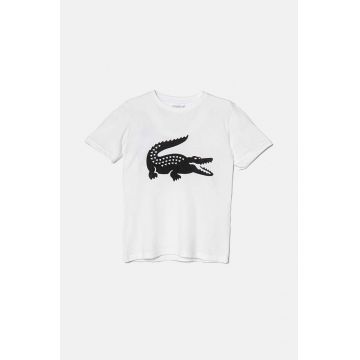 Lacoste tricou copii culoarea alb, cu imprimeu