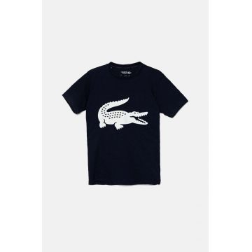 Lacoste tricou copii culoarea albastru marin, cu imprimeu