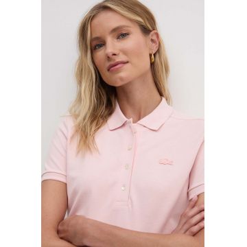 Lacoste tricou femei, culoarea roz, cu guler PF5462-001