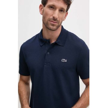 Lacoste tricou polo barbati, culoarea albastru marin, neted, DH5522