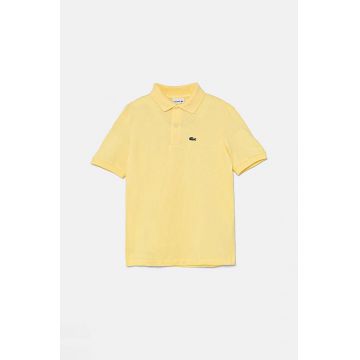 Lacoste tricouri polo din bumbac pentru copii culoarea galben, neted