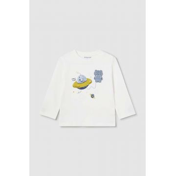 Mayoral longsleeve din bumbac pentru bebeluși culoarea bej, cu imprimeu, 2042