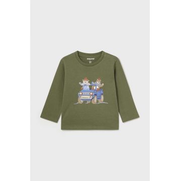 Mayoral longsleeve din bumbac pentru bebeluși culoarea verde, cu imprimeu, 2034