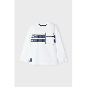 Mayoral longsleeve din bumbac pentru copii culoarea bej, cu imprimeu, 4058