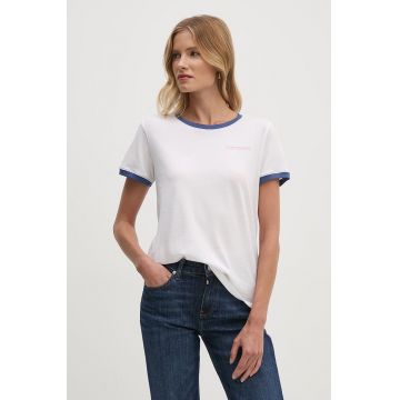 Pepe Jeans tricou din bumbac ELISE femei, culoarea alb, PL505878