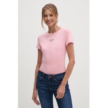 Tommy Jeans tricou femei, culoarea roz, DW0DW18397