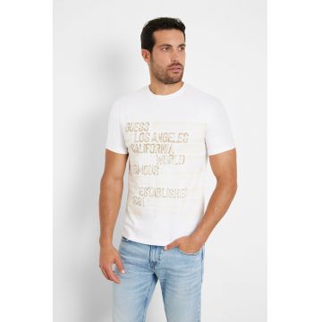 Tricou cu decolteu la baza gatului si imprimeu text