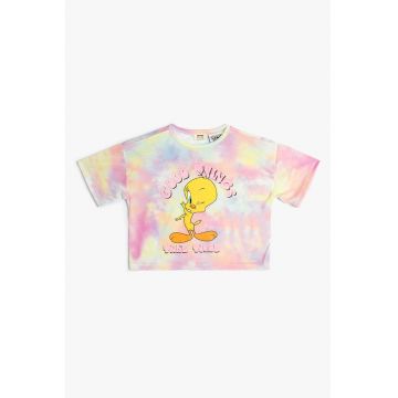 Tricou cu model tie-dye si imprimeu Tweety