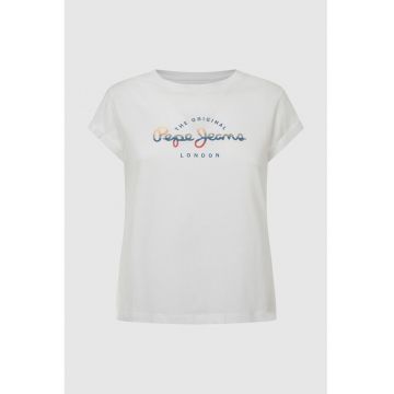 Tricou din bumbac cu imprimeu logo Evette