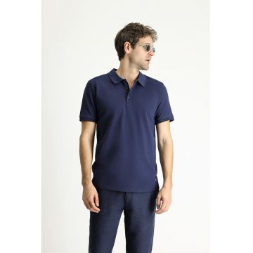 Tricou polo din bumbac cu model uni