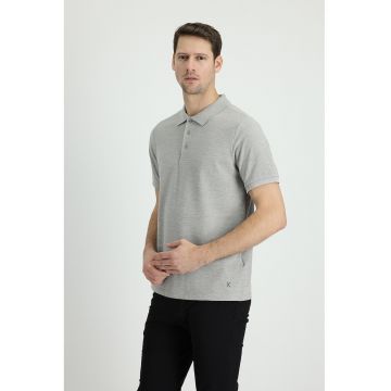 Tricou polo din bumbac cu model uni