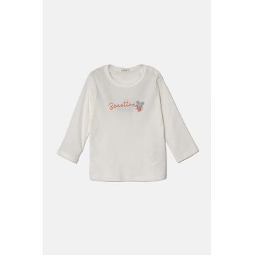 United Colors of Benetton longsleeve din bumbac pentru bebeluși culoarea alb, 3I9WA1057