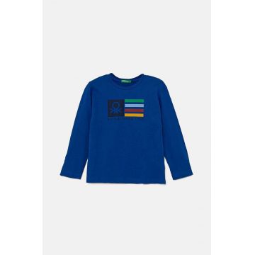 United Colors of Benetton longsleeve din bumbac pentru copii cu imprimeu, 3I1XG10F2