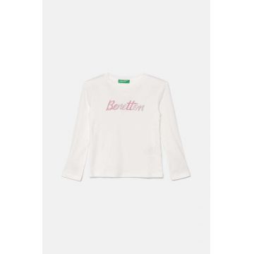 United Colors of Benetton longsleeve din bumbac pentru copii culoarea alb, 3I9WG10F7