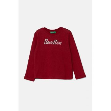 United Colors of Benetton longsleeve din bumbac pentru copii culoarea bordo, 3I9WG10F7